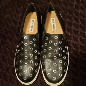 Steve Madden black riveted slip on sneakers